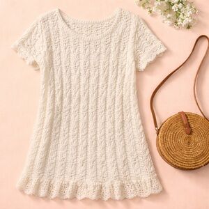 NWT Cottagecore Short Sleeve Crochet Mini Sweater Dress